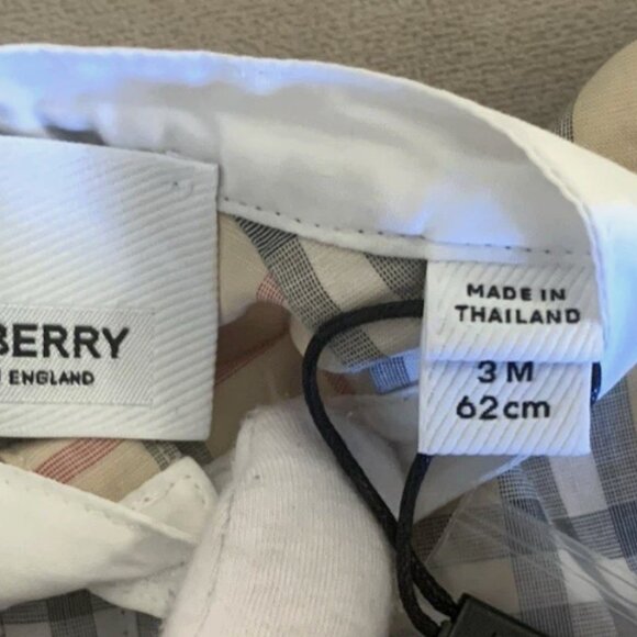 Burberry Unisex Colton Classic Check Romper Jumpsuit, Pale Stone, Sz 3 Mths, NWT - Picture 11 of 11